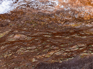 Aerial photograph of the river streams from rivers on dried up dam Liptovska Mara. Liptovsky Mikulas landspace, Slovakia