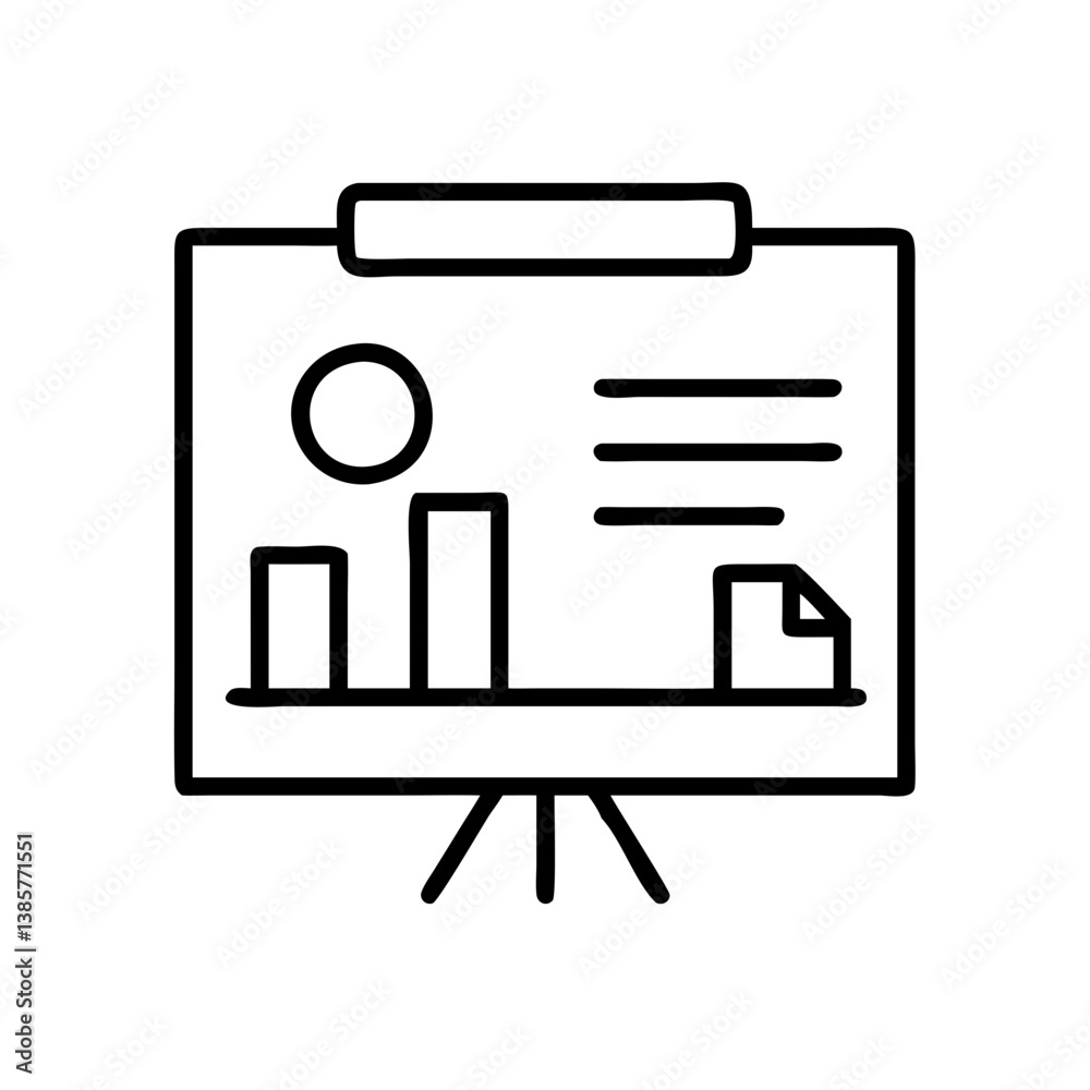Poster presentation board with graph chart data and document icon for business analysis and report