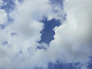 Heart-Shaped Cloud Formation Against a Clear Blue Sky