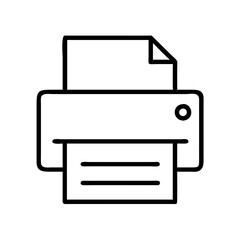 Printer machine vector icon for printing documents and papers in office or home use simple line art