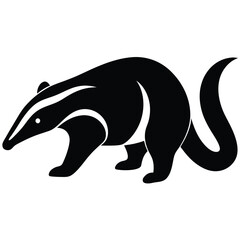 anteater line art silhouette vector illustration, Anteater cartoon vector silhouette, A anteater silhouette illustration on white background, vector illustration of a bear., anteater silhouette art.