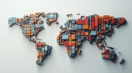 Obraz premium Global trade network visualization shipping industry infographic map business environment aerial view logistics concept