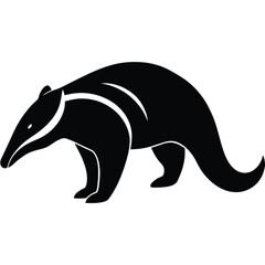 anteater line art silhouette vector illustration, Anteater cartoon vector silhouette, A anteater silhouette illustration on white background, vector illustration of a bear., anteater silhouette art.