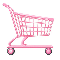 Pink shopping cart ready for a fun shopping spree