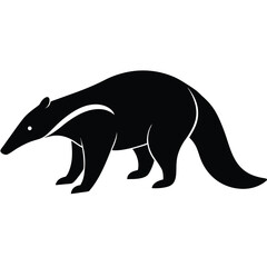 anteater line art silhouette vector illustration, Anteater cartoon vector silhouette, A anteater silhouette illustration on white background, vector illustration of a bear., anteater silhouette art.