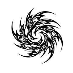 Dynamic Tribal Swirl Graphic Black And White Representing Energy Or Tattoo Design With Copy Space