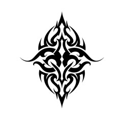 Symmetrical Tribal Tattoo Design Black And White Representing Abstract Decoration Or Strength With Copy Space