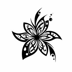 Abstract flower in tribal tattoo style in black and white representing nature and fantasy art with copy space