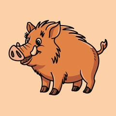 A funny pink cartoon pig character enjoys a big bone illustration
