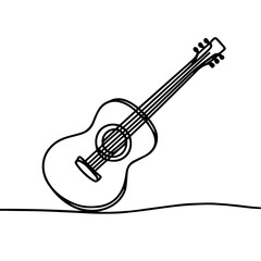 Obraz premium Continuous Line Drawing of a Guitar 