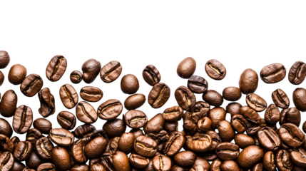 Panoramic coffee beans arranged in a wide composition, copy space,