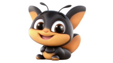 Whimsical cartoon character featuring bright colors and fun expressions capturing the joy of imagination isolated on transparent background..