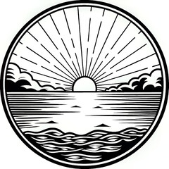 stamp with the sea and the sun