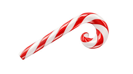 A single candy cane with red and white stripes isolated on a black background studio shot