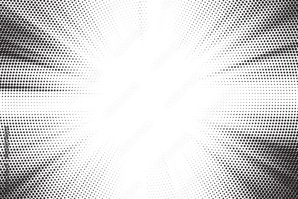 Fototapete Halftone gradient sun rays pattern. Abstract halftone vector dots background. monochrome dots pattern. Vector background in comic book style with sunburst rays and halftone. Retro pop art design.