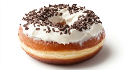 Delicious chocolate sprinkled donut bakery food photography bright setting close-up tempting treat