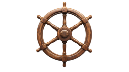 Ship steering wheel, wooden spokes, nautical theme,