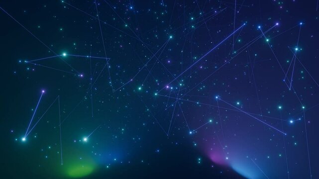 Celestial Constellation Map: Abstract Star Patterns with Glowing Lines, Cosmic Sky Loop, Interconnected Stars