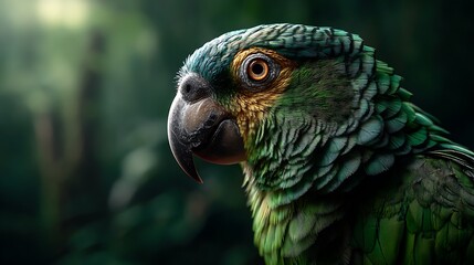 Obraz premium Close-up of a colorful macaw parrot on white background tropical exotic bird with vibrant feathers in studio light