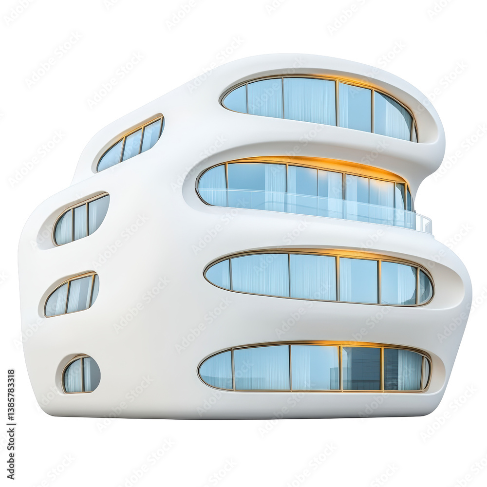 Poster a simple white building with standing against a clear sky highlighting modern architecture and desig