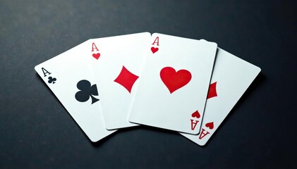 Obraz premium Four aces laid out in a square, showing all suits , diamonds, poker