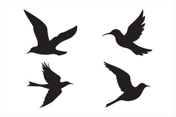Flying Bird Silhouettes Vector Black Bird Shapes Clipart for Design