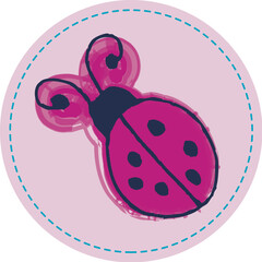 Obraz premium 卡通徽章瓢虫