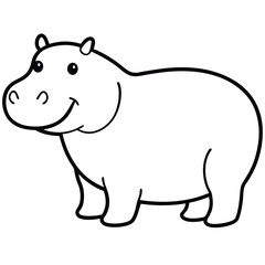 a cute hippo on white background 