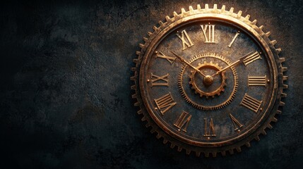 Obraz premium Rustic clock gear with vintage design showcasing timeless elegance.