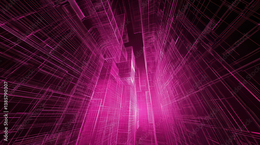 Poster digital abstract: a mesmerizing digital abstract showcasing a complex network of interconnected line
