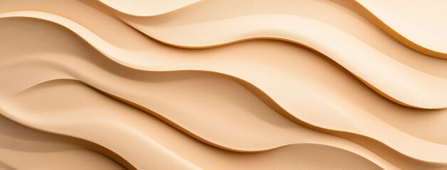 Obraz premium Textured wall design featuring soft undulating waves in a warm beige tone creating a calming atmosphere in an interior space