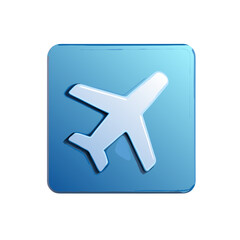Fototapeta premium Airplane icon vector design in blue colors for aviation and travel concept 