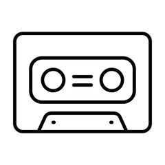 
Illustration of a black audio cassette icon on a white background