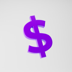 Dollar icon isolated over white background. 3d rendering.