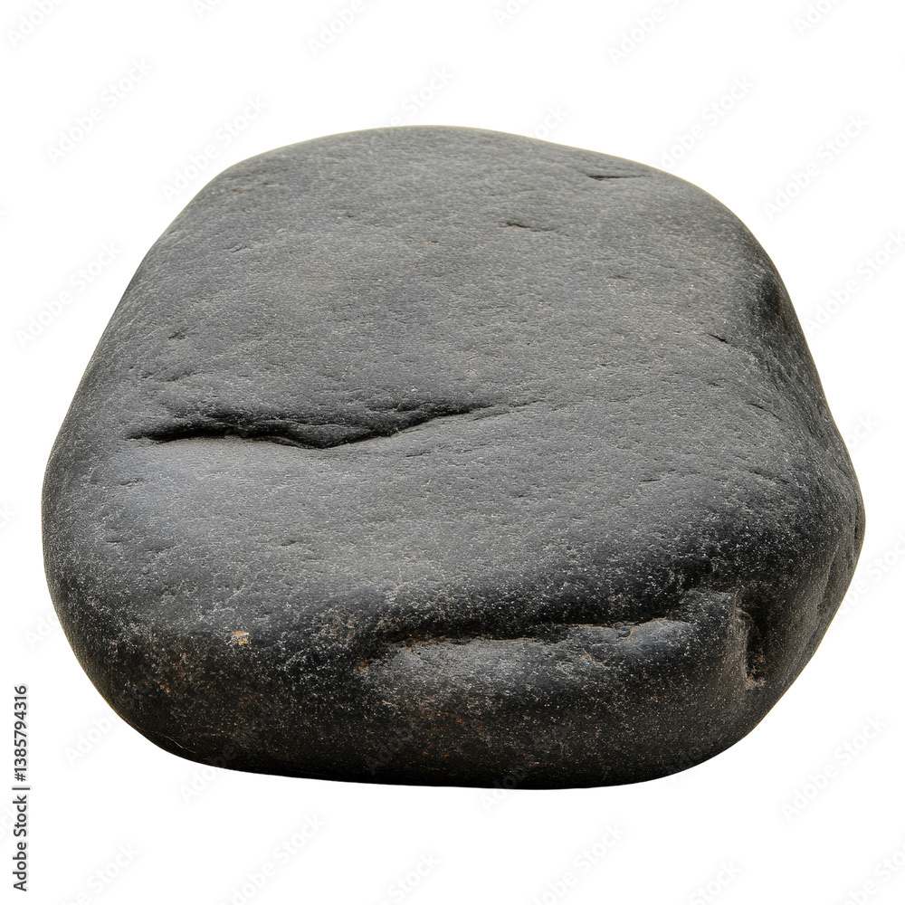 Poster solid rock on black background highlighting the natural texture and form of stone in a minimalistic 
