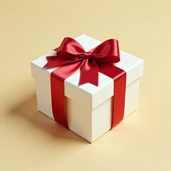 Obraz premium Elegant gift box with glossy ribbon in classic colors, ribbon, celebration, surprise