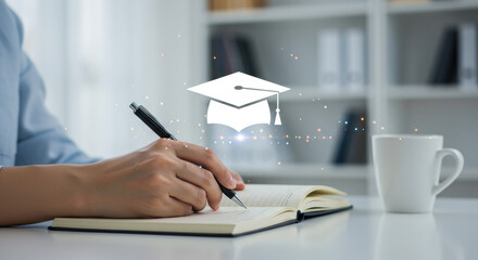 Education Goals: Write Your Way to Success! Graduation Cap, Pen & Planner for Students, Writers & Lifelong Learning. Stay Inspired & Organized.