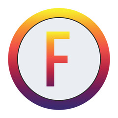 Vibrant Gradient Logo: Modern, eye-catching Capital Letter F in yellow-red-purple gradient within a white circle and matching ring. Conveys innovation and dynamic branding. Ideal for tech or creative.