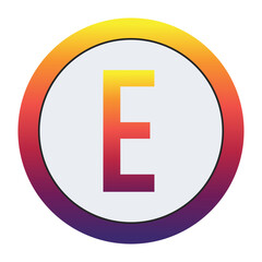 Fototapeta premium Vibrant Gradient Logo: Modern, eye-catching Capital Letter E in yellow-red-purple gradient within a white circle and matching ring. Conveys innovation and dynamic branding. Ideal for tech or creative.
