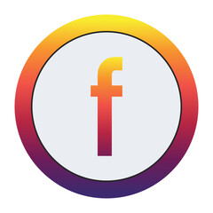 Vibrant Gradient : Modern, eye-catching Lowercase Letter f in yellow-red-purple gradient within a white circle and matching ring. Conveys innovation and dynamic branding. Ideal for tech or creative.