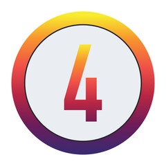 Vibrant Gradient Number 4 Glowing with Bright Yellow, Vivid Orange, Deep Red, and Dark Purple Tones on Dark Gray Circular Background Symbolizing Beginning, Unity, and Creativity in Digital