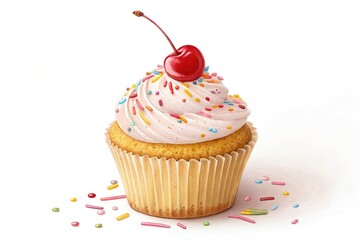 Fresh Tasty Cupcake Isolated on White Background