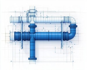 Crosssectional technical drawing of a dam s water supply outlet system, showcasing pipes, gates, and flow control valves