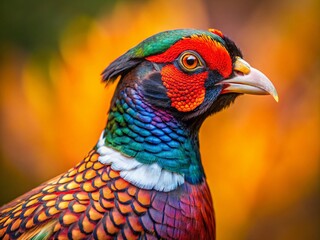 Majestic Pheasant Portrait: Close-Up of Vibrant Plumage