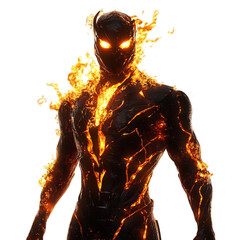 A Man in Flames 3D Character Isolated on Transparent Background