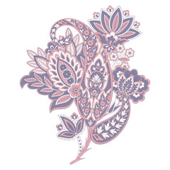 Paisley isolated. Card with paisley isolated for design. Floral vector pattern. Embroidery floral vector pattern.