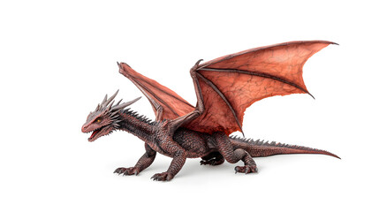 Fototapeta premium 3d dragon with large wings isolated on white background