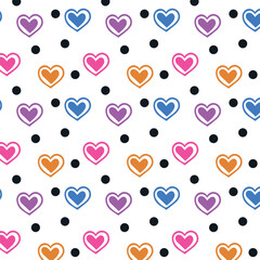 Colorful pastel heart seamless pattern