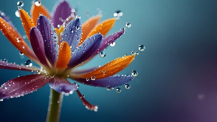Vibrant Macro Flower with Water Droplets and Ethereal Glow V4