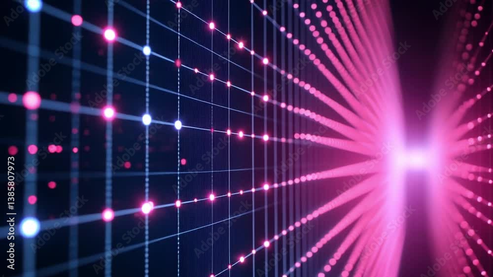 Aufkleber abstract digital background with glowing lines and light particles creating a dynamic wave effect in